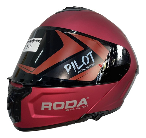 Casco Roda Pilot Rojo Metal Mica De Repuesto L Abatible