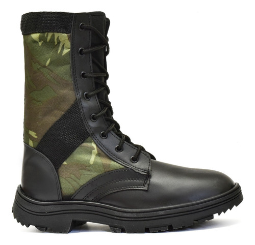 Coturno Militar Com Ziper Masculino Camuflado Super Leve