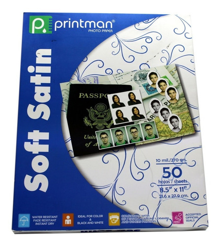 Papel Fotográfico Soft Satin Carta 50 Hojas,