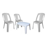 Combo 3 Sillas Capri 1 Mesa Ratona Mascardi Blanca Plastico