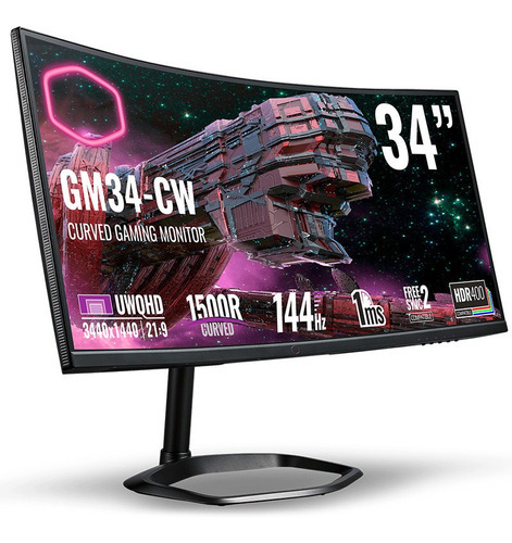 Monitor Curvo Cooler Master 34  Uwqhd Gm34-cw 1ms 144hz