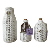 Mini Botellas Decoradas - Crochet - Set X 3