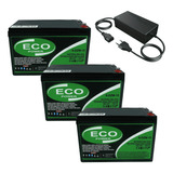 Kit 3 Bateria 12v 15ah Bike Eletrica Carregador 36v 6-dzm-10