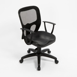 Silla De Oficina India Neumática Respaldo Ergonómico Color Negro - Ecocuero