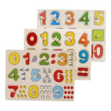 Pack 3 Puzzles De Madera Números Juego Madera Didáctico