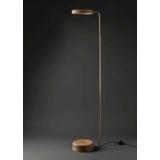 Lampara Pie Living Madera Nordico Bronce Diseño Luz Led Ags