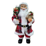 Boneco Papai Noel Grande Xadrez Decoração Natal - 80cm