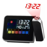 Relógio Digital Com Projetor Lcd Despertador Temperatura Cor Preto Bivolt