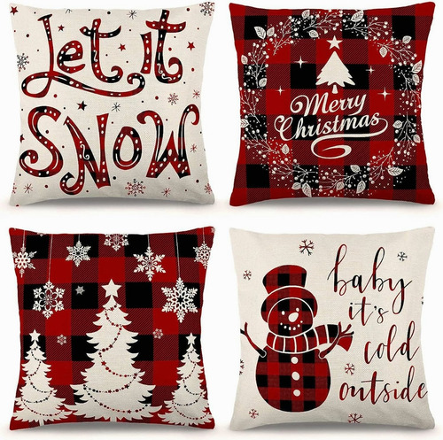 4 Fundas De Cojín Navideño Almohada Cojines 45*45 Fundas