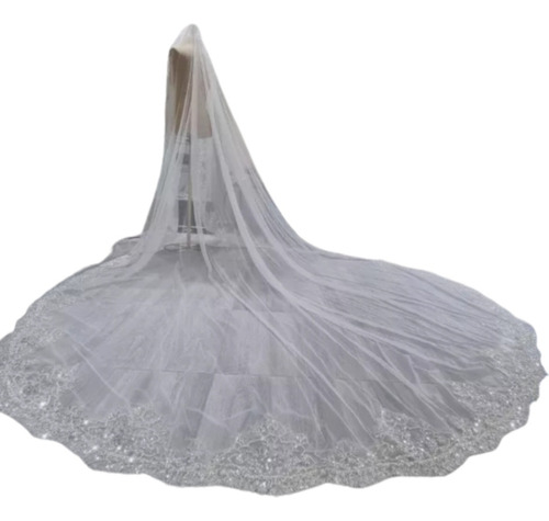 Mantilla Para Novia Con Cuentas Brillantes De Lujo 4 Metros