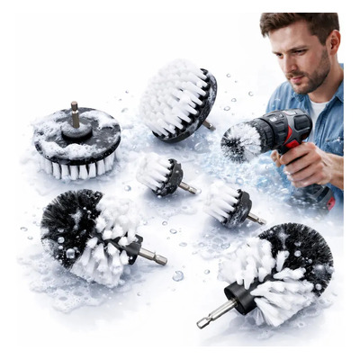 6 Piezas Juego De Cepillos De Limpieza De Taladro Eléctrico,cepillos Taladro Limpieza,cepillo Taladro,accesorios Para Taladro,cepillo Para Taladro,kit Cepillo Taladro Limpieza Blanco
