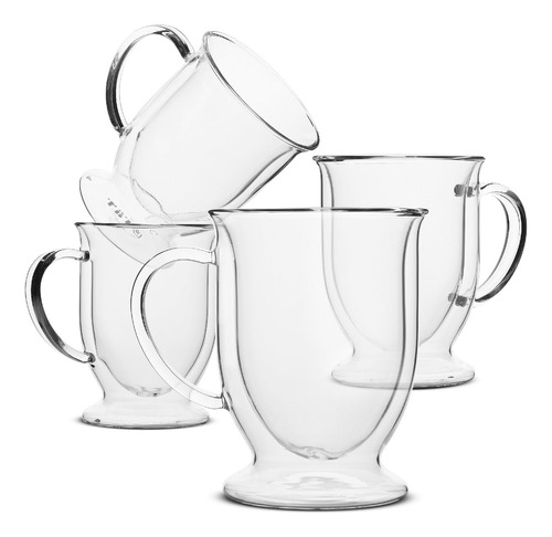 Juego De 4 Tazas De Café Brew To A Tea, Vidrio De Doble Pare