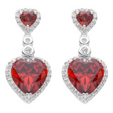 Aros Pasante Plata 925 Corazón Zircon Cubic Amor Mujer