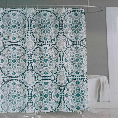 Cortina De Baño Teflon Estampada 180x180cm Con Ganchos