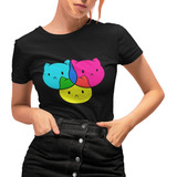 Playera Negra Estampado Cmyk Gato Kawaii