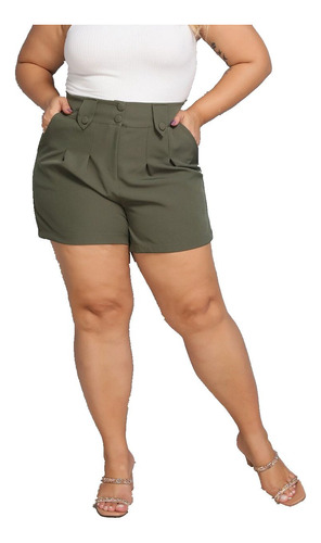 Kit4 Short Feminino Plus Size Alfaiataria Meio Coxa