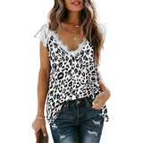 Blusa Camiseta Con Estampado Animal Leopardo Manga Corta Cue