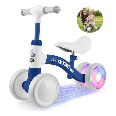 Lictin Bicicleta de Equilibrio Sin Pedales Aprendizaje Pequeños Ajustable Niño Y Niña azul Para Bebé 4 Ruedas Silenciosas De 1-5 Años azul Con Asiento Ajustable Y Ruedas Iluminadas | Envío gratis