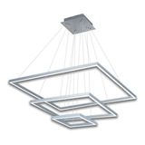 Colgante Moderno Led Quadra Triple 30/60/90 138w Gris Calido