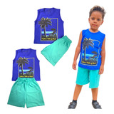 Kit 5 Conjunto Menino Roupa Infantil Shorts Tactel Atacado