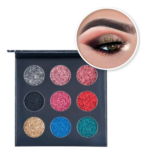 Paleta Sombras Gliter Shine Glitter Cremoso Black Ruby Rose