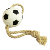 Bola De Futebol Com Corda Para Pet 8cm Cor Branco