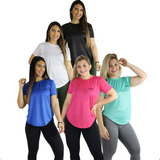 Kit 3 Blusas Fitness Dry Fit Poliéster Academia Feminina