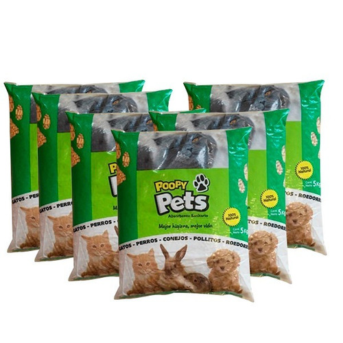 Pack Sanitario Vegetal Biomasa Poopy Pets 5 Unidades X 5 Kg