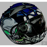 Casco Para Motociclista Iron Racing Allien Azul Y Gris