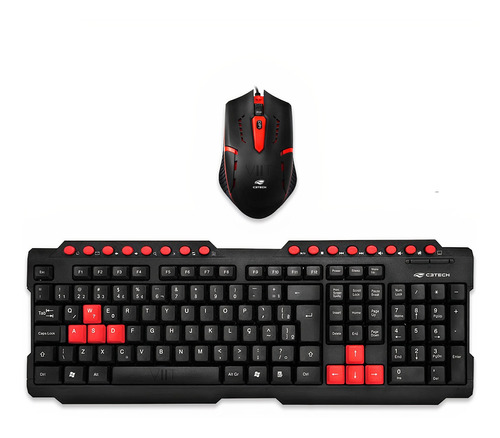 Kit Teclado E Mouse Gamer Usb C/fio Preto Kg-20 Confortável