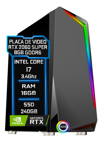 Pc Gamer Fácil Intel I7 16gb Rtx 2060 6gb Ssd 240gb 750w