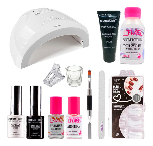 Kit Polygel Semipermanente Manicura Uñas Cabina Uv Led Gel