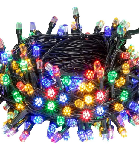 Pisca Pisca 100 Leds Coloridos 127v Fio Verde 8 Funções 10m