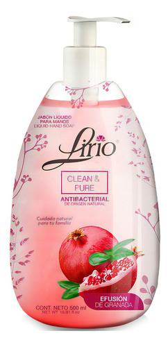 Jabón Líquido Para Manos Lirio Clean & Pure Efusión De Granada 500ml