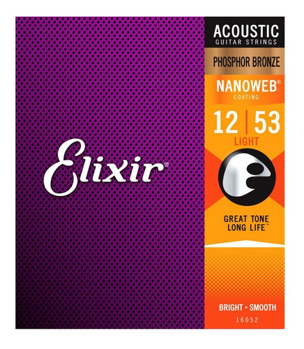 Cuerdas Para Guitarra Acústica Elixir 12/53 Bronce 16052 