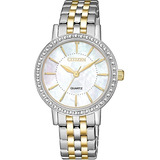 Citizen Women's Quartz Steel El3044-89d ........... Dcmstore Color De La Correa Plata Y Oro Color Del Bisel Plata Color Del Fondo Madre Perla