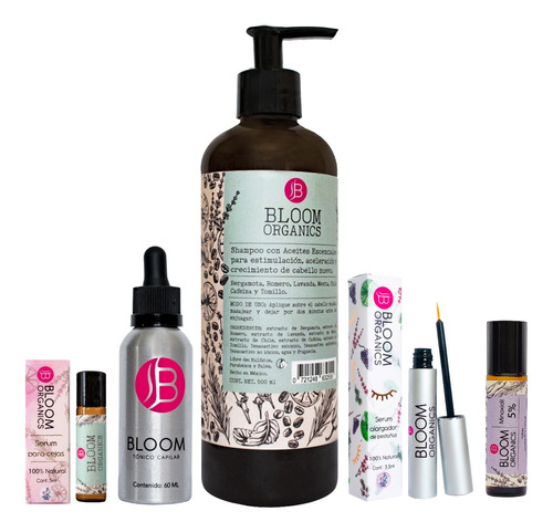 Kit Crecimiento Capilar, Anticaída Bloom Organics Full 5pzas