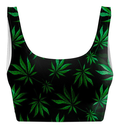 Top Regata Fitness Estampado Raveup Cannabis Folha Maconha