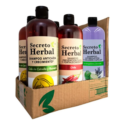 Caja 6pz Surtida Shampoo Secreto Herbal Romero Chile Bergamota | MercadoLibre