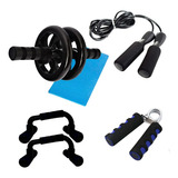 Kit Entrenamiento Rueda Abs + Soga + Paralelas + Hand Grip