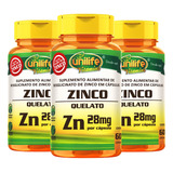 Kit 3 Zinco Quelato 60 Cápsulas Unilife Sabor Natural