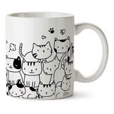Taza Ceramica Gatos Gatitos Cats Love Cafe Te 350 Ml Recta