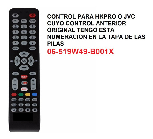 Control Hkpro O Jvc Tlk 06-519w49-b001x Smart Tv Rm-40