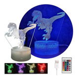 Lámpara Acrílico Led Velador Luz 3d Multicolor Dinosaurio