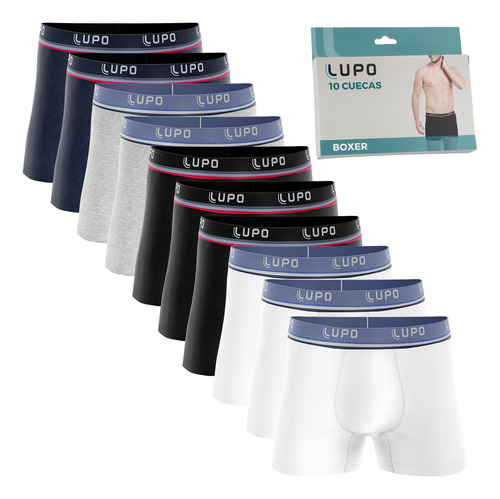 Kit 10 Cuecas Boxer Atacado Masculinas Box Lupo 523 Adulto