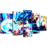 5 Cuadros Decorativos Goku Y Vegeta Blue  Pelea Arte Anime  