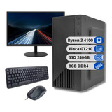 Pc Ryzen 3 4100 Gt210 240gb 8gb Monitor Mouse Teclado Wifi