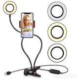 Iluminador Ring Light Suporte Articulado De Mesa Live Stream