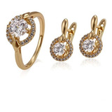 Set De Anillo Y Aretes 18k Joyería Fina