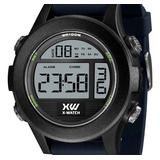 Relógio Digital Masculino X-watch Esportivo Para Mergulho Cor Da Correia Azul Cor Do Bisel Preto Cor Do Fundo Cinza